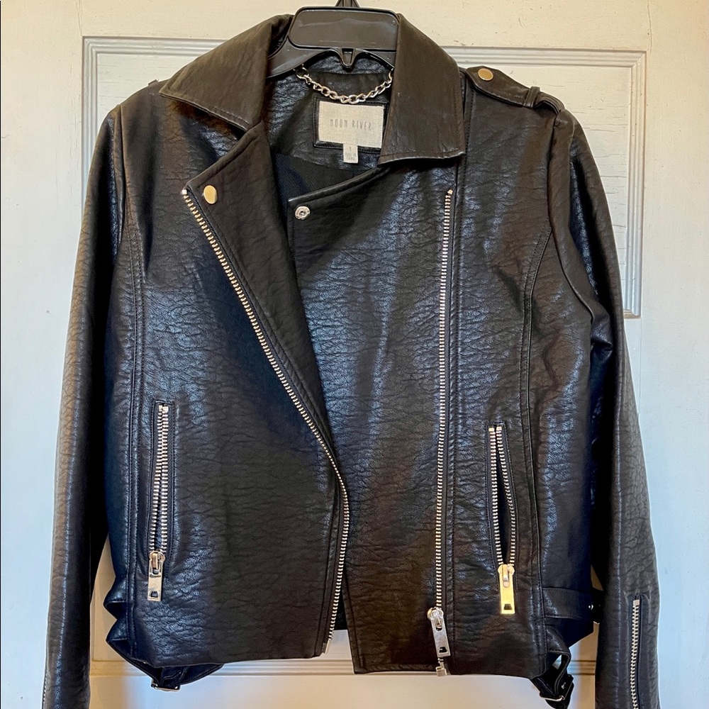 Faux leather jacket w/ silver hardware - Picture 2 of 6